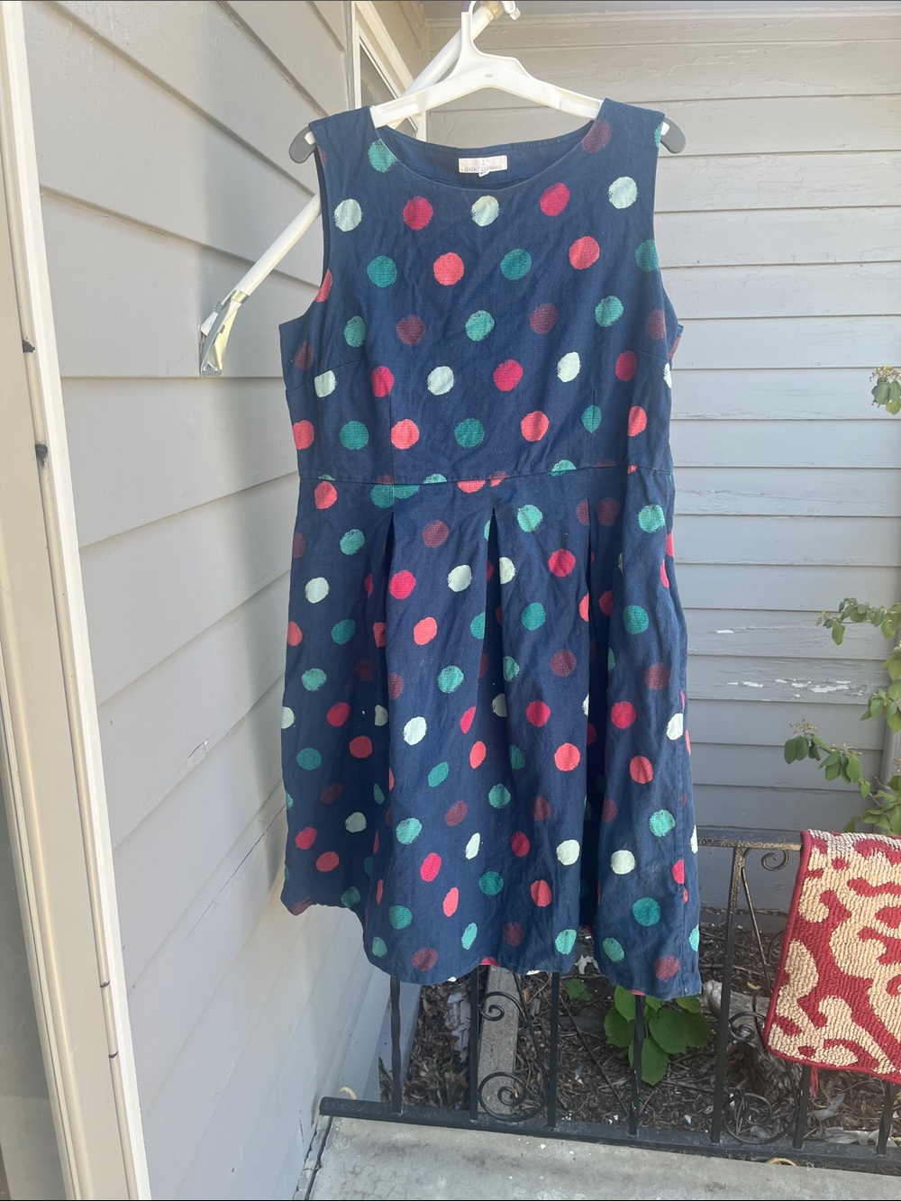 Seasalt Cornwall Navy Polka Dot Linen-Blend Dress